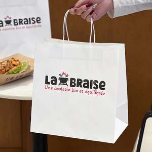 Sacs en papier kraft biodégradables écologiques pour emballages de plats à emporter, vente en gros, logo personnalisé - Product Image 4