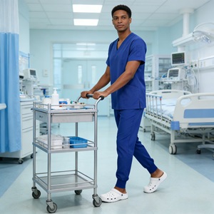 Men Medical <b>Scrub</b> Uniforms Split Set Breathable Woven Fabric Hospital Use - Product Image 1