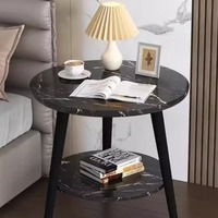 Table basse nordique à double niveau en bois massif, table d'appoint ronde minimaliste avec rangement pour salon, canapé, chambre, balcon