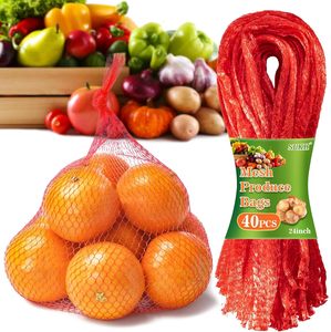 Reusable Organic Cotton Mesh Produce Bags, Washable Drawstring Bags for Grocery Shopping, Fruits and Vegetables - Product Image 1