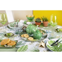 Assiettes de service Excelsa, motif floral vert, rectangulaires, en céramique, 20x12,5 cm, pour la table et la décoration de fête