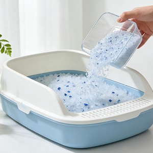 Litière pour chat écologique en gel de silice, bleue, cristalline, changeant de couleur, 99,9 % sans poussière, contrôle des odeurs, pour chatons - Product Image 3