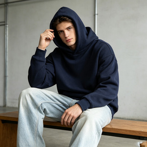 Sudadera con Capucha Negra para Hombre, Color Sólido, Algodón French Terry, Estilo Casual, para Otoño, Corte Regular - Product Image 5