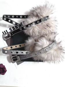 <span class=keywords><strong>Ceinture</strong></span> pour <span class=keywords><strong>femme</strong></span> en fourrure <span class=keywords><strong>argentée</strong></span> ornée de strass, <span class=keywords><strong>ceinture</strong></span> brillante en peluche, nouvelle <span class=keywords><strong>ceinture</strong></span> tendance Y2K polyvalente avec boucle à ardillon et œillets - Product Image 6