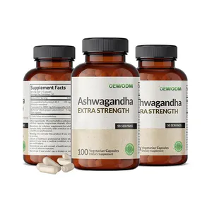 Fabricante OEM Ashwaganda Extracto de raíz en polvo 500mg/60 cápsulas Ashwagandha cápsulas