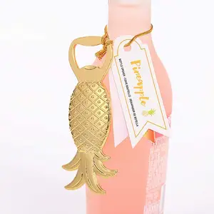 Manufacture Wholesale Custom Metal Creative Promotional gifts Gold Pineapple Bottle Opener