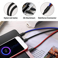 Cable de Carga Rápida USB 3 en 1 de 2.4A, 45cm/120cm, Tipo C, Micro USB, Cable Multi-Cargador Trenzado para iPhone 17, Huawei, Samsung