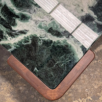 Table basse en marbre vert moderne et minimaliste, mobilier en pierre de luxe haut de gamme pour villa, hôtel, projet commercial
