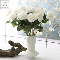 Hochwertige 48CM Künstliche Seidenrose mit Latexbeschichtung, Einzelblüte für Hochzeit, Valentinstag und Heimdekoration
