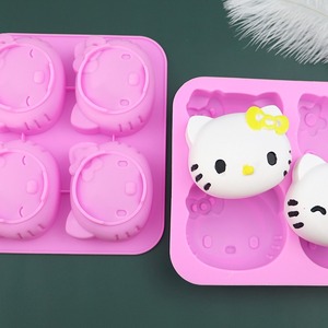 Molde de silicona para pastel con 4 cavidades en forma de cabeza de gato, herramienta para hornear en casa, molde para pastel de luna hecho a mano, molde para fondant. - Product Image 3