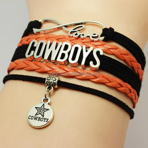 ダラス・カウボーイズ青と白のレザーブレスレットラブレター柄ジュエリー亜鉛合金結婚式と記念日ギフト用 - Product Image 3