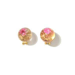 Fashion Stud Earrings 316L Stainless Steel PVD Gold Plating Sustainable Resistant Pink <b>Flower</b> Design - Product Image 1