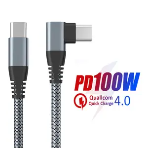 Câble USB C vers USB C de 10 pieds de long, 100 W, angle droit, câble de charge rapide USB C pour MacBook Pro/Air iPad Pro/Mini/Air <span class=keywords><strong>Samsung</strong></span> <span class=keywords><strong>Galax</strong></span> - Product Image 1