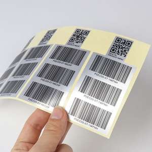 Etiqueta adesiva de código de barras, etiqueta de código de barras personalizada de prata fosca, resistente ao calor, etiqueta de multicamadas à prova d' água - Product Image 2
