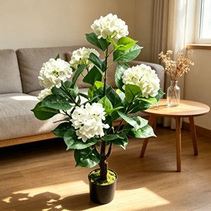 Hortensia blanc texturé doux et luxueux avec des têtes de fleurs en grappe pour toile de fond de mariage, chambre, café, style pur et frais - Product Image 4