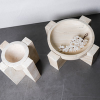 STONEKOCC Maßgefertigte Wabi-Sabi Marmor Minimalistische Multifunktionale Kreative Wohnzimmer Tischdekoration Geteilte Schale mit Hohem Fuß