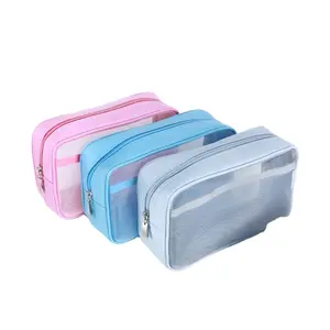 Großhandel PVC wasserdichte Tasche Make-up Wasch koffer Kunststoff Lagerung Wieder verwendbare Shopping Reiß verschluss taschen Druck verschluss beutel Aufbewahrung organisator