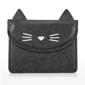 Porte-cartes de poche en cuir personnalisé léger et ultra-fin en cuir PU chat mince et minimaliste porte-cartes de crédit