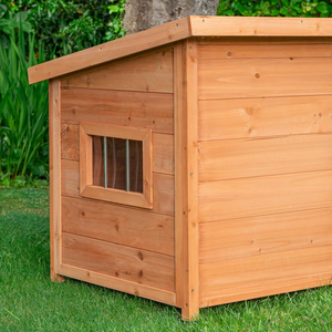 Wooden Dog Kennel Indoor/Outdoor Garden Cosy Wood House with Window for Medium/Large Dogs - Product Image 3