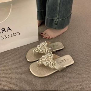2026 New Bohemian Pearl Women Flip Flops Fairy Style Retro Open Toe Sandals Outdoor Beach Clip Toe <b>Slippers</b> - Product Image 3