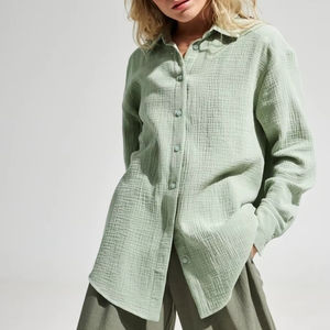 Camicia di cotone da donna camicia ampia a maniche lunghe da donna top camicette e Chemises Pour Femmes - Product Image 1