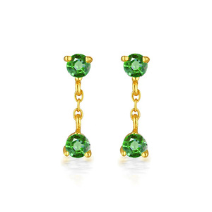 Pendientes de latón, pendientes de oro con colgante de circón verde Simple a la moda para mujer, Hainon <span class=keywords><strong>2084</strong></span> - Product Image 2