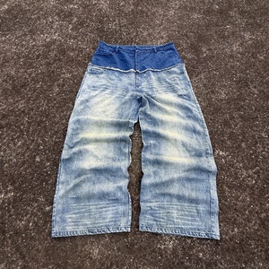 Fabricant de jeans sur mesure, design personnalisé, pantalon en denim ample, coupe vintage, 14 oz, double taille - Product Image 1