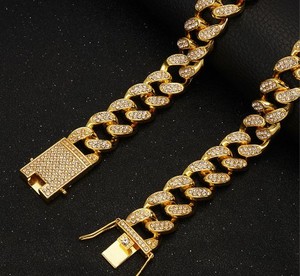 13mm <span class=keywords><strong>Bling</strong></span> Rhinestone diamante aleación Metal mascota oro collar perro Hip hop estilo cubano enlace collar cadena perro Collar - Product Image 3