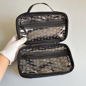 2 Petites trousses de maquillage de poche en tissu Oxford noir, imperméables, sac de beauté en matériau épaissi, double fermeture éclair, trousse de toilette - Product Image 4