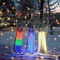 Luces LED de Cortina con Efecto Lluvia de Meteoros para Navidad, Alimentación por CA, Recargables, Impermeables IP44, 30cm, 8 Tubos de Plástico, Luces Decorativas para Exteriores