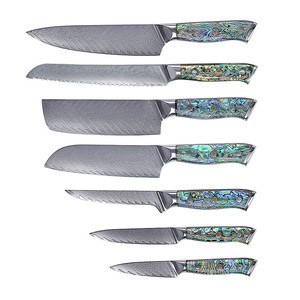 Couteau de chef en acier Damas VG10 10Cr15CoMoV à 67 couches avec manche en nacre – Compatible lave-vaisselle, design moderne et épuré, logo personnalisé - Product Image 1