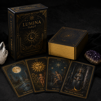 Fabricant de cartes de tarot personnalisées, jeu de cartes de luxe avec dorure à chaud, bord doré, imperméable, impression OEM, boîte cadeau, vente en gros, fournisseur d'usine