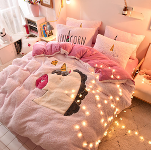 工場直送卸売り刺繍入りフリース寝具セット シェルパフランネルベッドシーツ - Product Image 6