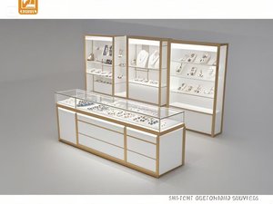 Usine directe vitrine de bijoux en MDF personnalisée avec compteur amovible bande lumineuse LED compteur de verre pour affichage de masse Jade - Product Image 2