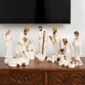 Figura de Resina del Nacimiento de Jesús, Sagrada Familia en el Pesebre, Escultura Religiosa para Decoración de Iglesia, Hogar o Escritorio, Venta al por Mayor / Natividad - Product Image 4