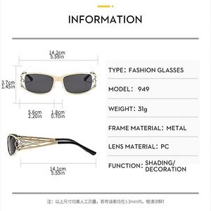 Lunettes de soleil carrées rétro en alliage tendance 2025 avec logo personnalisé, protection UV400, monture métallique ajourée, style Y2K punk pour hommes et femmes - Product Image 6