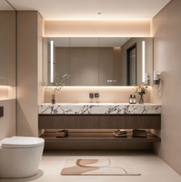 Meuble-lavabo de salle de bain flottant moderne de style hôtelier avec vasque en céramique pour projets hôteliers OEM/ODM