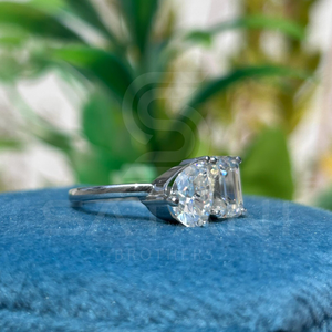 Pear And Emerald Two <b>Stone</b> Toi Et Moi Moissanite Ring Elegant Wedding Anniversary Gift For Wife Romantic Fine Jewelry Design - Product Image 6