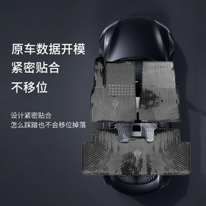 Tapis de sol de voiture dédiés pour Tesla Model Y 3, PVC imperméable, rectangulaires, couleur unie, avec support en latex antidérapant - Product Image 2