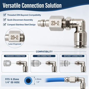 Raccord rapide HPA (US) 23-2 à connexion par poussée, assemblage fileté/DIN/baïonnette pour acier inoxydable de 6,35 mm (1/4 po) de diamètre extérieur - Product Image 3