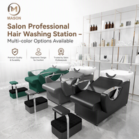 Chaise de lavage portable ergonomique moderne en cuir synthétique noir avec accoudoirs et bassin en céramique pour salon de coiffure, spa et institut de beauté - Offre Spéciale