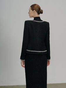 Sophia élégant haute couture Style minimaliste Tweed veste pour femmes nouvelle tendance costume veste imprimé Technics ruban meilleur vendeur - Product Image 4