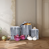 Ensemble de bidons de rangement de cuisine vintage antique Oignon Pomme de terre Ail Poubelle à légumes Pot Bocaux Ensemble de récipients pour aliments