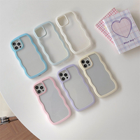 Coque simple 2 en 1 pour iPhone 14 Pro 13 12 11 Pro Max XS 6 7 8 15 Plus, cadre ondulé, antichoc, dos transparent, coque de téléphone souple