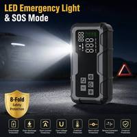 1000A 12V Car Jump Starter Air Compressor Portable Tire Inflator Booster 16000mAh Waterproof Power Bank Emergency Jump Box