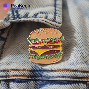 En gros Personnalisé Personnalisé Race <span class=keywords><strong>Hamburger</strong></span> Souvenirs Alimentaire Logo Broches Insignes De Revers Épingle En Métal Émail Doux pour Vêtements - Product Image 1