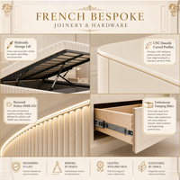 Lit de rangement tatami néoclassique moderne sur mesure avec armoire intégrée et bureau pour suite parentale parisienne