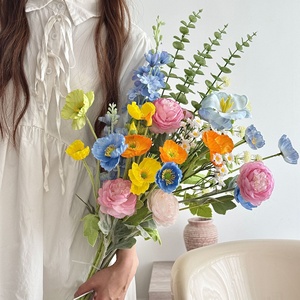 Ramo de Flores Artificiales de Seda Realistas al por Mayor, Mezcla de <span class=keywords><strong>Hortensias</strong></span>, Rosas y Orquídeas para Decoración de Bodas y Hogar - Product Image 2