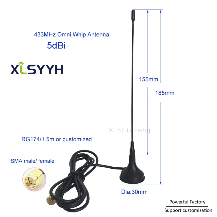 Antenne de ventouse externe omni 433Mhz de prix usine 5dbi avec le câble RG174