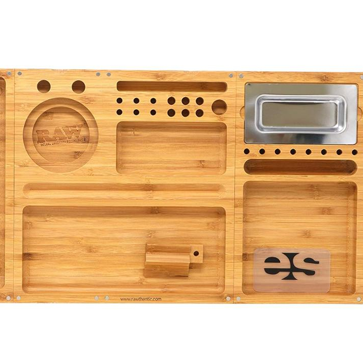 Высококачественный бамбуковый магнитный складной поднос для сорняков, деревянный поднос для сорняков под заказ с магнитной крышкой